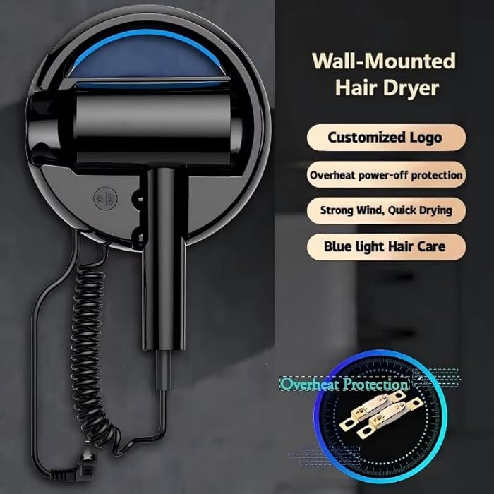 HG-700 Ionic Wall Hair Dryer, High Power, High Speed AC Motor, Heat Protection, Low Noise, Easy to Install - Image 2
